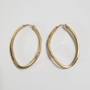 Vintage Jacmel JCM 925 Sterling Silver Vermeil Twisted Oval Hoop Earrings
